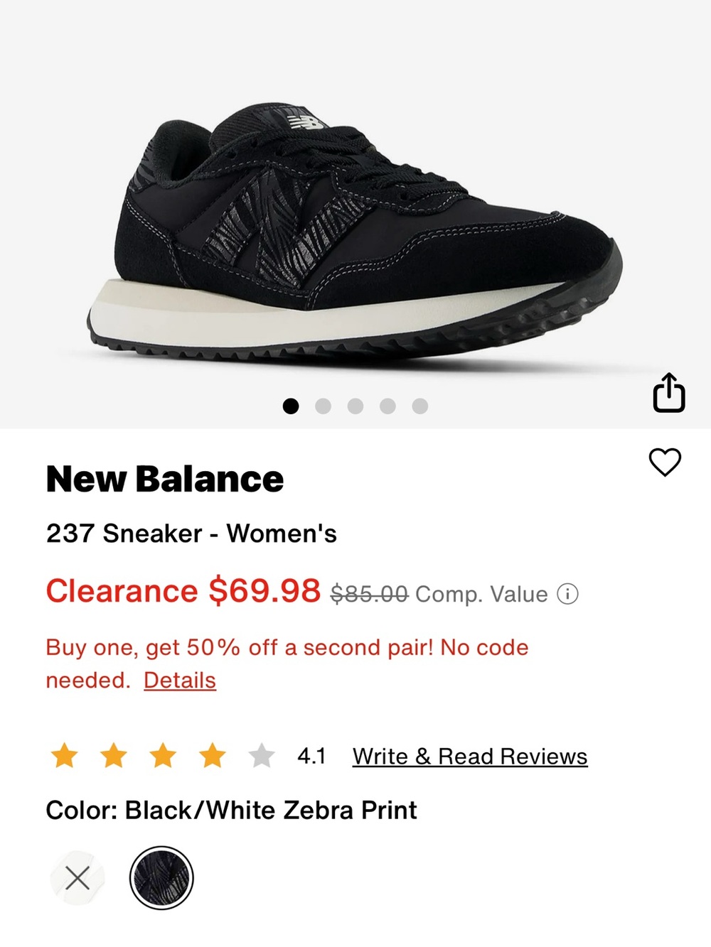 New Balance Women's 237 Sneaker - Black with White Accent
